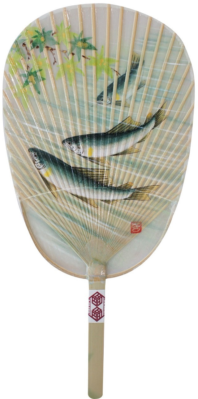 
                  水 うちわ 手描き鮎 二重/加藤清人 (台座付)
                