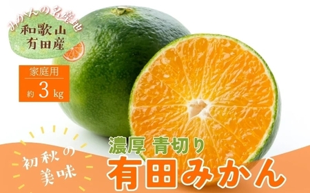 【先行予約】有田育ちのご家庭用青切り有田みかん　3kg+200g(傷み補償分)  ※着日指定不可 ※北海道・沖縄・離島は配送不可 ※2026年9月中旬～10月上旬頃に順次発送予定　【ard145B】
