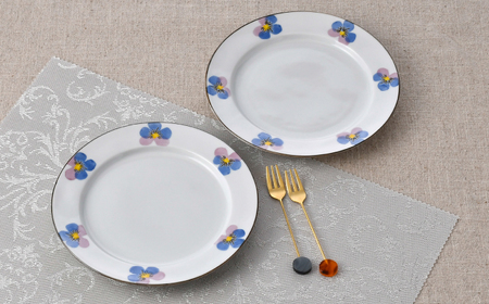 【波佐見焼】パンジー リムプレート M・L各2枚 計4枚セット[QC80]