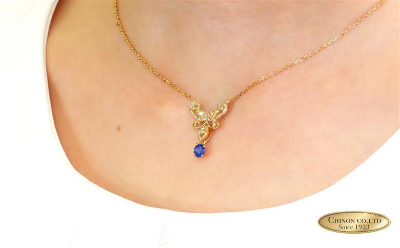 ダイヤモンド サファイア ペンダント プラチナ　【ジュエリー】