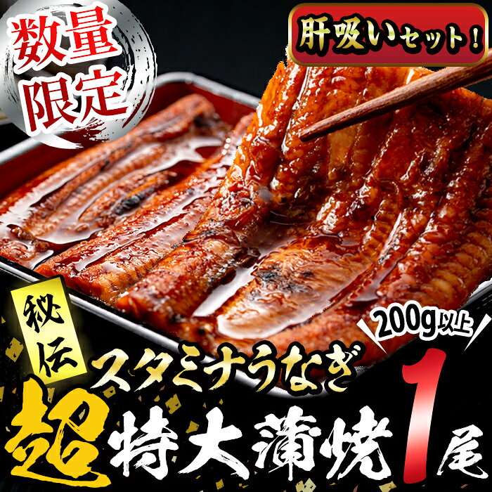 【ふるさと納税】【数量限定】鹿児島県産！秘伝の特上スタミナうなぎ超特大蒲焼き1尾＜200g以上！＞肝吸いセット！にんにく黒酢パワーで丸々太った美味しい国産鰻！うなぎ ウナギ うな肝 うな丼 ひつまぶし【有明淡水】a1-150