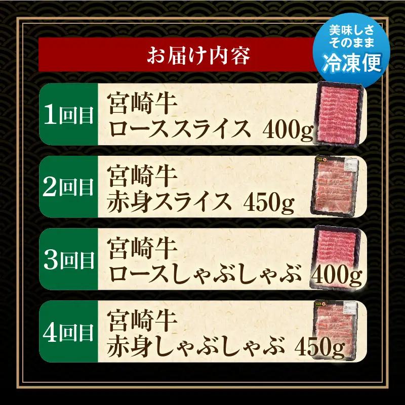【定期便全4回】宮崎牛ヘルシー赤身とロースのすき焼き・しゃぶしゃぶ食べ比べコース 牛肉 宮崎牛 すき焼き しゃぶしゃぶ