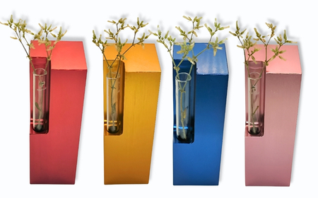 アルミ一輪挿し（カド）大　オレンジ　4色展開　