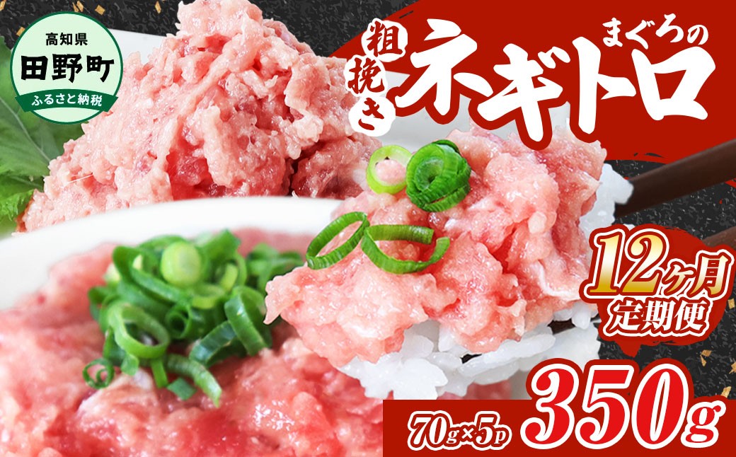 
                  まぐろのネギトロ 350g（70g×5パック）×12ヶ月定期便 ねぎとろ 鮪 マグロ キハダマグロ まぐろたたき 粗挽き 小分け パック 海鮮 魚介 便利 高知県 田野町 ～四国一小さなまち～ ≪カネアリ水産≫ 
                