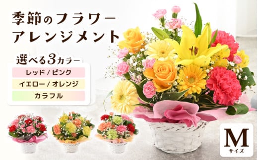選べるカラー 季節のフラワーアレンジメント M (イエロー・オレンジ) （母の日遅れてごめんね） 【お花 フラワー アレジメント 花束 ギフト 生花 プレゼント 花束 花 記念日 お祝い】 [A-20702_02]