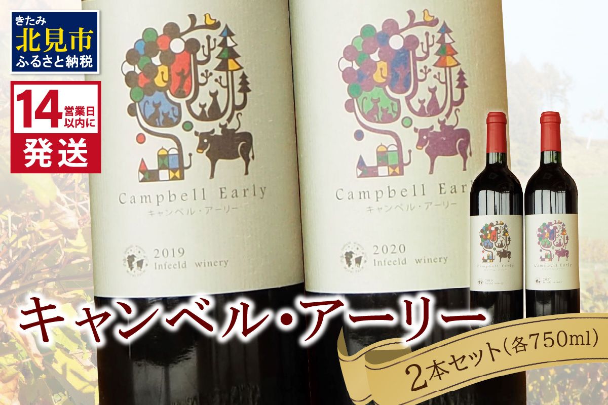 《14営業日以内に発送》キャンベル・アーリー2本セット ( ワイン お酒 酒 ぶどう セット )【138-0013】