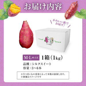【数量限定】あま～い畑スイーツ！北海道雨竜町産 さつまいも 「シルクスイート」M-Lサイズ 1kg 大きめサイズ 産地直送 さつまいも サツマイモ 北海道 国産 おやつ お菓子作り 料理