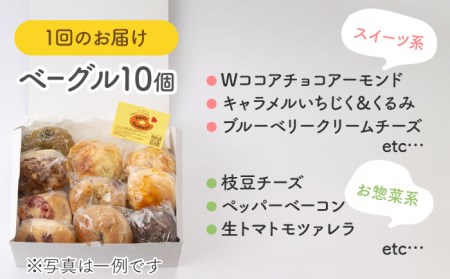 【6回定期便】ベーグル 詰め合わせ 10個セット【プティ・ボヌール】 パン おいしい   [MDJ004]