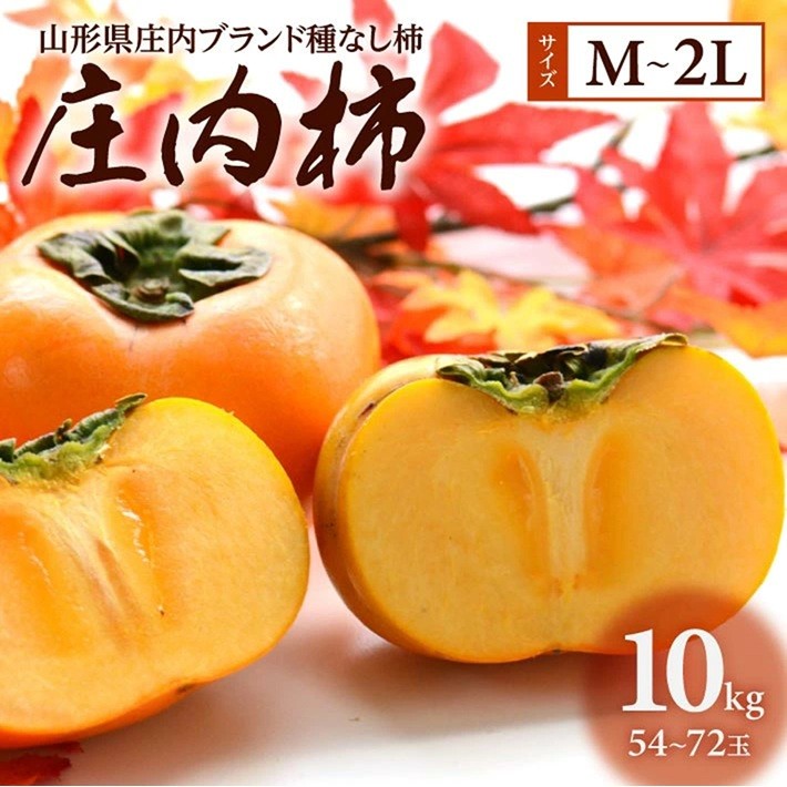 
                  柿 種なし 約10kg 54～72玉入り M～2Lサイズ 1箱 11月上旬～11月下旬頃お届け 庄内柿 フルーツ くだもの デザート スイーツ 果物 人気 おすすめ 佐藤農園 山形 酒田 SA3073
                