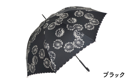 桜骨晴雨兼用傘 【デザイン： レトロ花柄プリント カラー：ブラック】 傘 雨傘 日傘 岐阜市 / 小木曽産業株式会社[ANJI012]