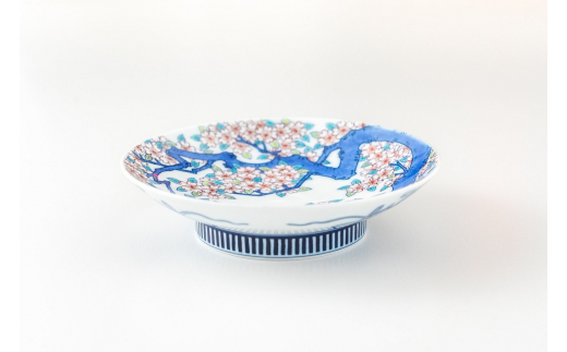 【伊万里焼】色鍋島桜樹文5寸高台皿 H626_イメージ2