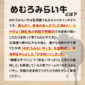 挽き肉 みらい めむろ牛 200g × 6パック 計1.2kg 牛ひき肉 牛ミンチ ひき肉 挽肉 100% 小分け 便利 個包装 チャック付 赤身 氷室熟成 牛肉 国産牛 ホルスタイン 挽肉 ハンバー