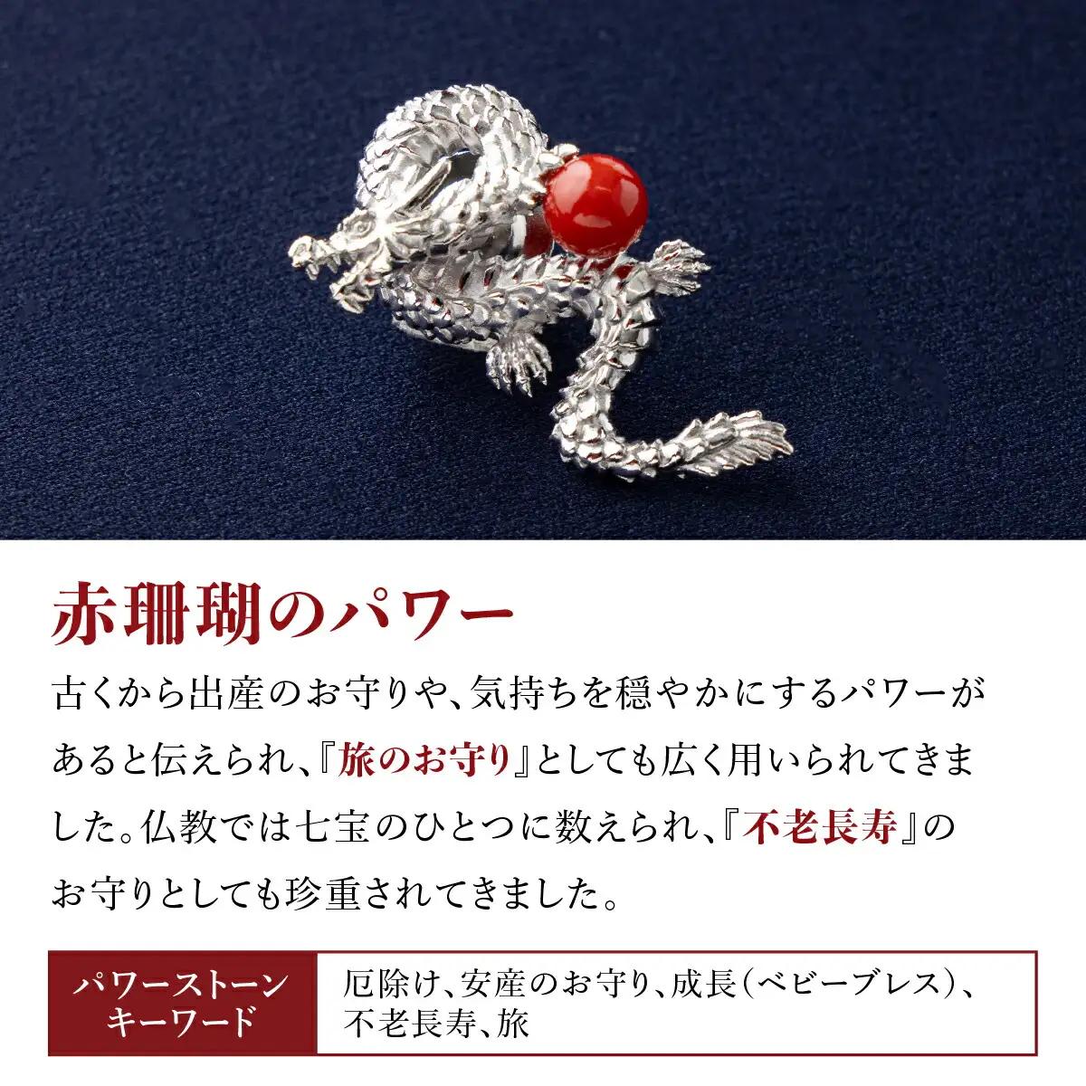 【 サンゴ 】ドラゴンのシルバーブローチ 赤サンゴ