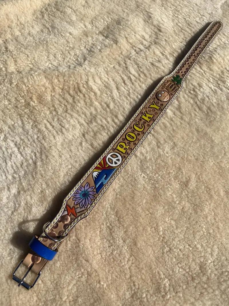 ワイド幅首輪 大型犬　ハンドメイド (a79-002)