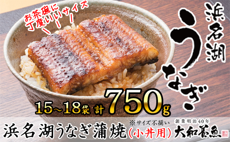 浜名湖うなぎ蒲焼（小丼用）計750g 【訳あり】サイズ不揃い15～18袋