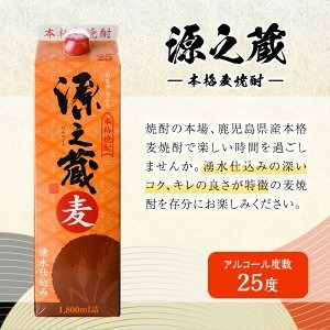岩川醸造 本格麦焼酎飲み比べ1800mlパック2本セット！(源之蔵、鬼嫁：各1800ml×1本) 麦焼酎 お酒 飲み比べ【大隅家】A1022