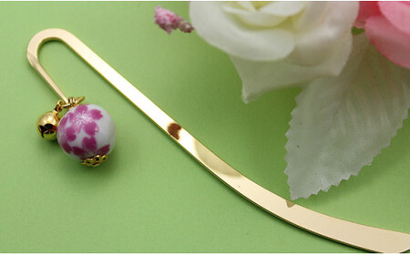 A10-130 二宮閑山 有田焼ブックマーカー2個 桜紋様 青桜紋様