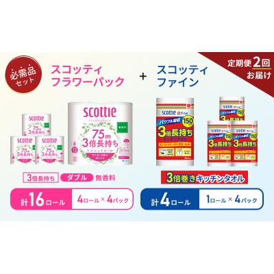 ふるさと納税 岩沼市 【6ヶ月ごと計2回お届け】キッチンペーパー+トイレットペーパー無香料4P[No.5704-1763] |  | 01