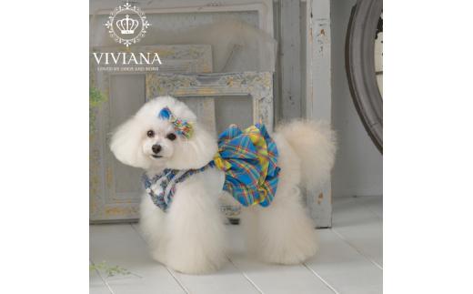 ドッグウェア「VIVIANA」チェック柄フリルワンピース　/　Blue