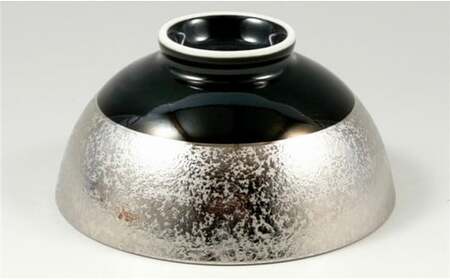 A25-208 金濃・プラチナ濃黒釉掛分 組茶碗 三光堂