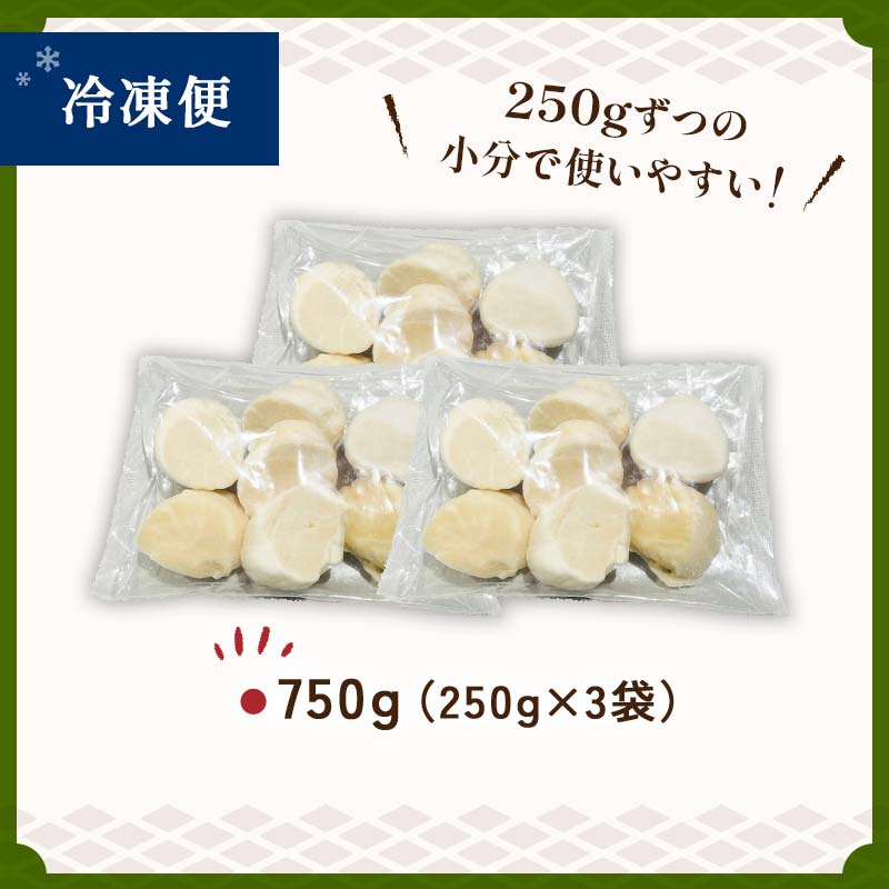 【訳あり】北海道産 ほたて貝柱 250g×3袋 750g ふるさと納税 帆立 F4F-7970