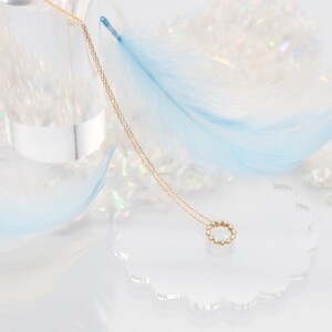 K18　0.15ctダイヤモンド　サークルペンダントネックレス　FHH-019915