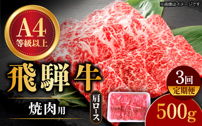 
【3回定期便】 飛騨牛 焼肉用 ロース・肩ロース 500g A4等級以上 多治見市 / 渡辺精肉店 和牛 ブランド牛 牛肉 [TAZ031]
