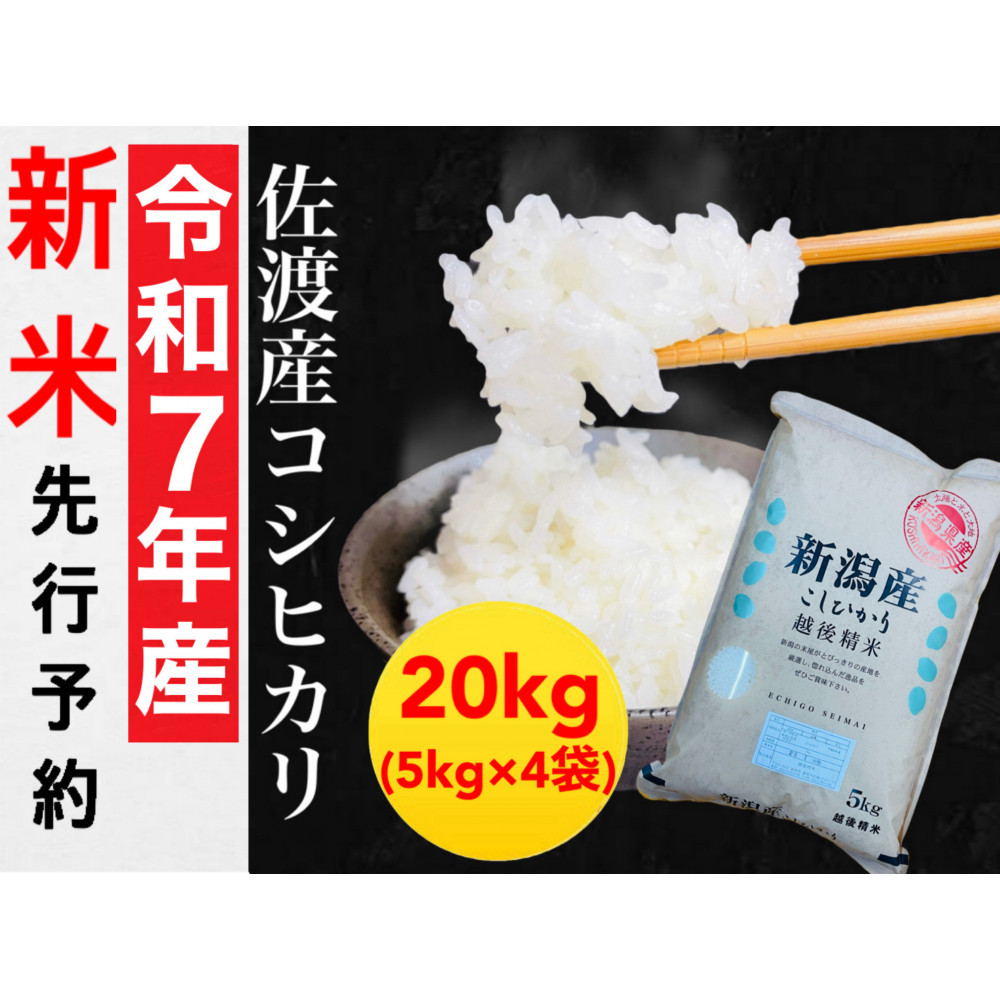 【令和7年度産新米・先行予約】佐渡産コシヒカリ 5kg×4袋セット