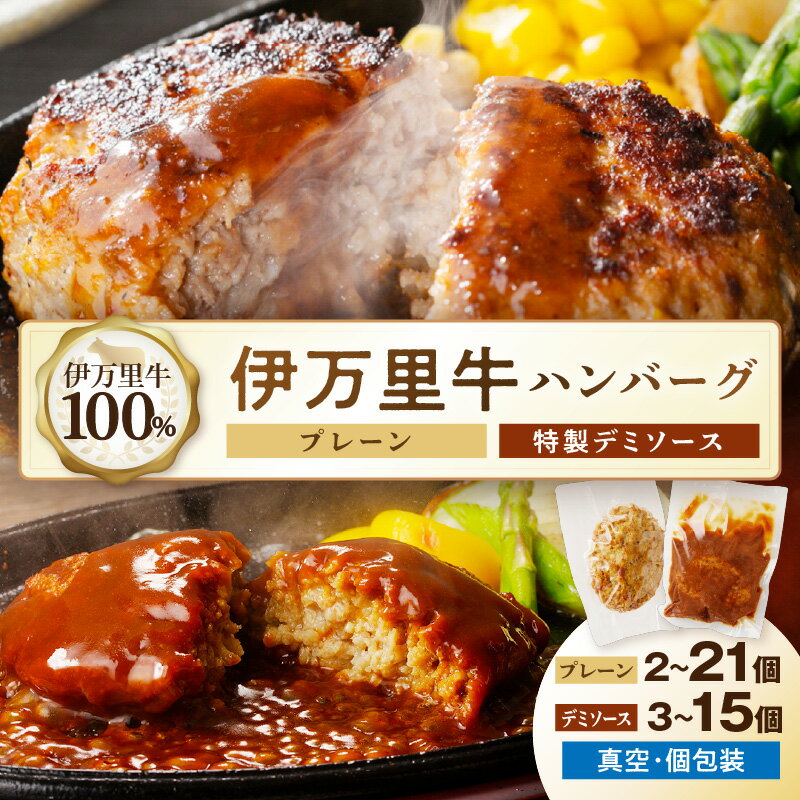 【ふるさと納税】【伊万里牛100％使用】 ハンバーグ セット（プレーン＆デミグラス） ＜個数が選べる／5個・12個・24個・36個＞ 【 伊万里牛 佐賀牛 ブランド牛 牛肉 小分け 個包装 真空パック 温めるだけ 惣菜 簡単調理 レンジ 湯煎 食べ比べ 選べる 個数 】
