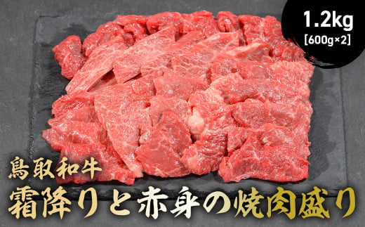 鳥取和牛 霜降りと赤身の焼肉盛り 1.2kg ( 600g × 2 ) 国産 牛肉 焼肉 赤身 霜降り ロース モモ バラ バーベキュー 和牛 黒毛和牛 ブランド牛 鳥取県 倉吉市 KR1463