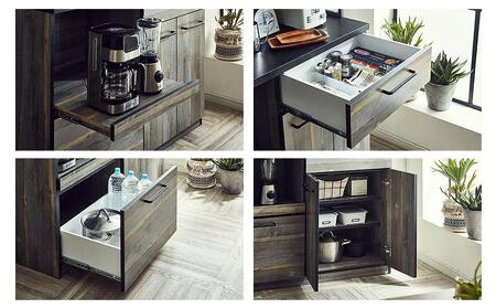 【開梱設置】食器棚 レンジ台 アイン 上台引き戸タイプ 幅119.7cm ブルックリン キッチンボード キッチン収納 おしゃれ 家具 大川家具 幅120cm 収納家具 棚 アイアンフレーム