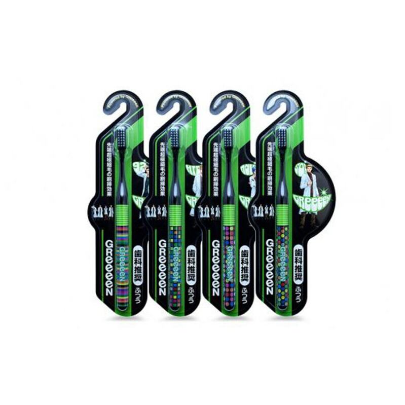 【日本製】歯ブラシ GReeeeＮ ハブラシ 黒（ヒデ）6本 010B565
