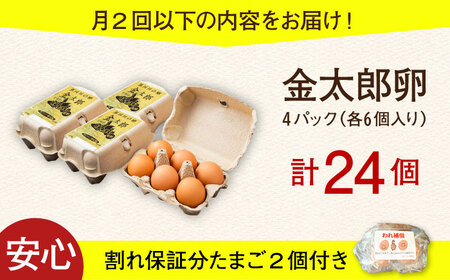 ＼月2回発送／【TVで紹介！】【鮮度ＡＡ級の世界最高ランク！】金太郎卵 平飼い たまご 計48個(24個×月2回)＜有限会社フジノ香花園＞那珂川市[GAM038]