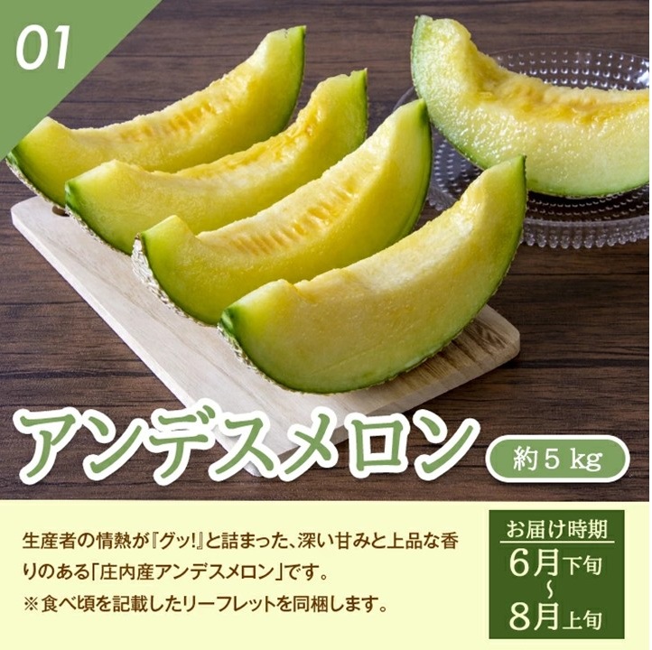 SG0056　【4回定期便】季節のフルーツ頒布会2025(アンデスメロン、和梨、庄内柿、洋梨〔シルバーベル〕)