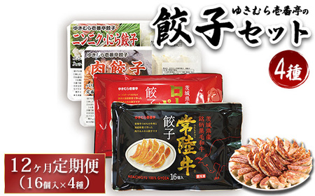 【定期便12ヶ月】ゆきむら壱番亭の4種の餃子セット※離島への配送不可