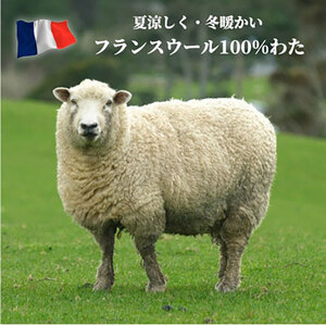 敷きパッド ダブル 140×200cm ベージュ フランス ウール100% 羊毛 わた ベッドパッド ベッド パッド マット ベッドパット ベッドシート ベッドシーツ シーツ ウール 日本製 寝具 大