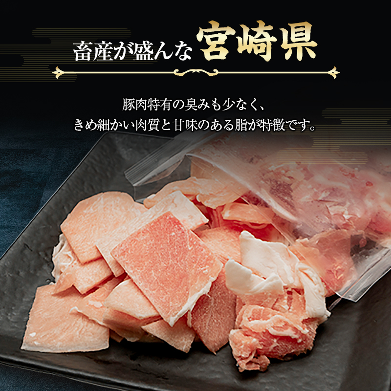 宮崎県産 豚 小間切れ 便利な小分け 200g×5P 計1kg 人気 冷凍 国産【A332】_イメージ2