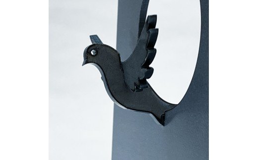 GRAVIRoN Bird Clock ハト 黒皮鉄（置き時計）195×85×92mm 390g