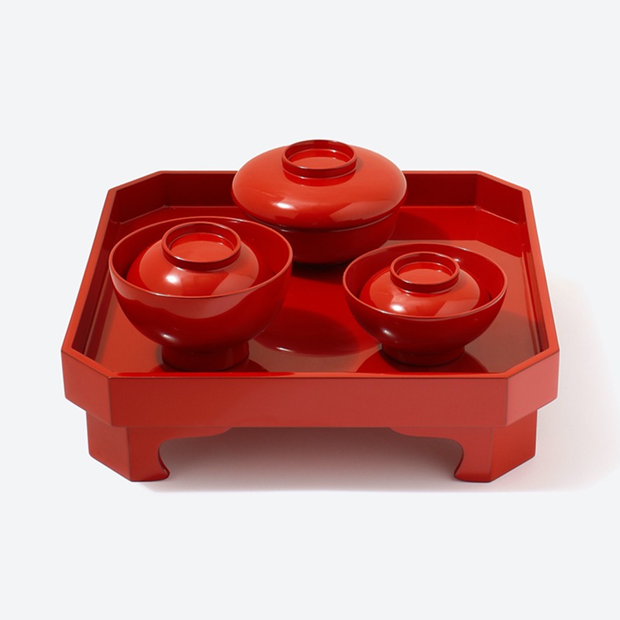 ＜中島忠平漆器店＞お食い初め膳　男の子用（朱）