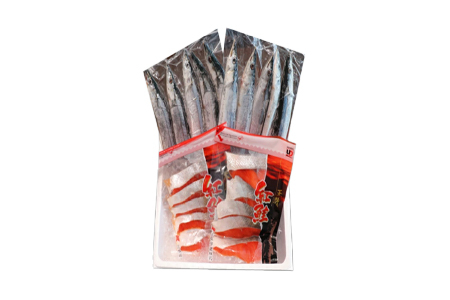 甘塩紅鮭5切×4P ・冷凍生さんま5尾入×4Pセット C-70015