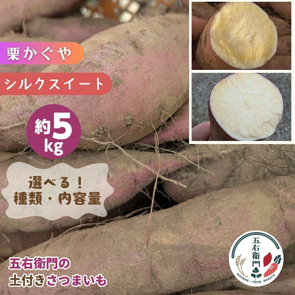 【ふるさと納税】五右衛門の 土付きサツマイモ 選べる品種 / 内容量 栗かぐや シルクスイート 約5kg さつまいも 甘藷 土付き 鉾田 茨城