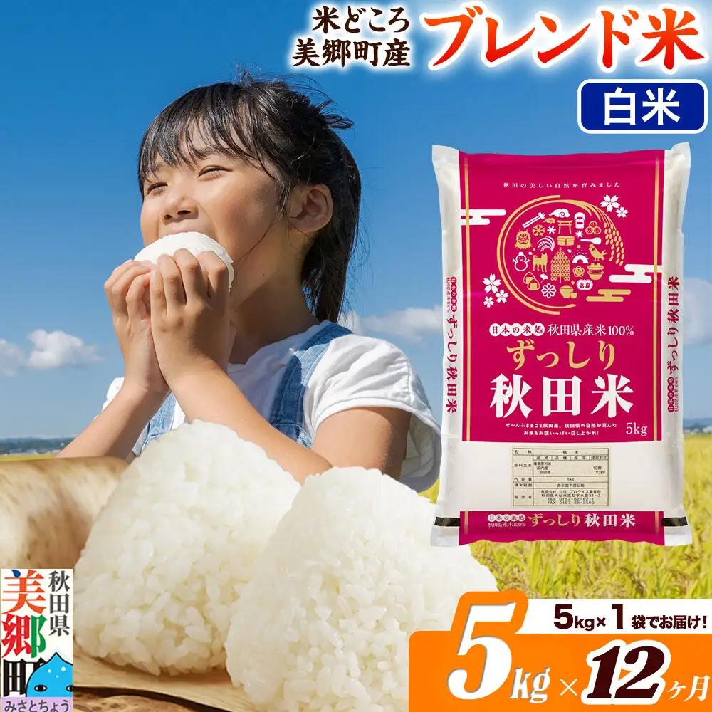米《定期便12ヶ月》ブレンド米【白米】精米 5kg（5kg×1袋）秋田県美郷町産