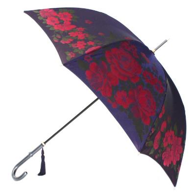 ふるさと納税 富士河口湖町 槙田商店【晴雨兼用】長傘 ”絵おり”  大バラ:紺