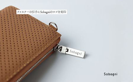 エシカルレザーSobagni コンパクト ウォレット ブラウン