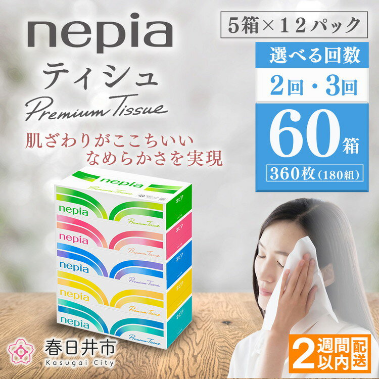 ネピアプレミアムソフトティシュ 5箱×12パック(180組 360枚)