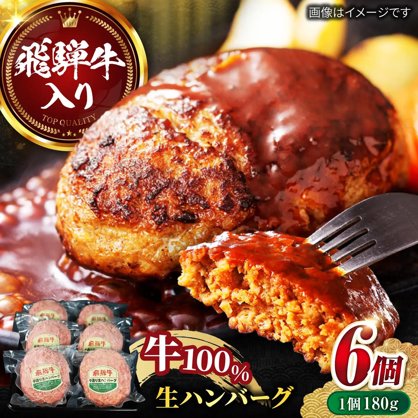 飛騨牛 生ハンバーグ 6個  生ハンバーグ[ANBO030]