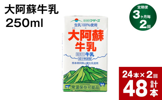 【3ヶ月毎2回定期便】 牛乳 大阿蘇牛乳 250ml 計48本