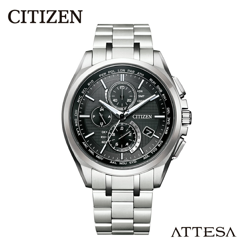 【ふるさと納税】【CITIZEN】 アテッサ AT8040-57E シチズン 腕時計 メンズ ブラック スーパーチタニウム 光発電 エコ・ドライブ 日中米欧電波受信 10気圧防水 送料無料 メーカー保証 プレゼント 新潟県 妙高市