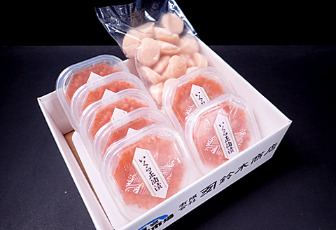 いくら醤油漬け(鮭卵)70g×7P、刺身用ほたて500g B-11037