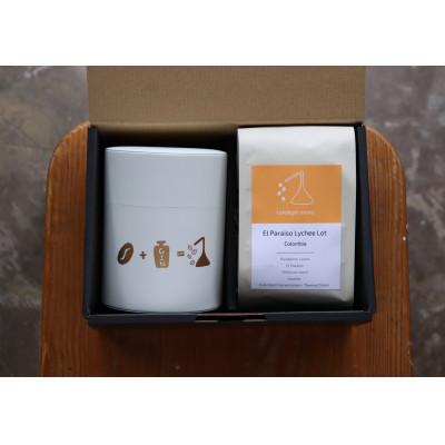 ふるさと納税 藤沢市 エルパライソライチロット150g(豆)&amp; cafe&amp;gin monoオリジナルキャニスター(白)